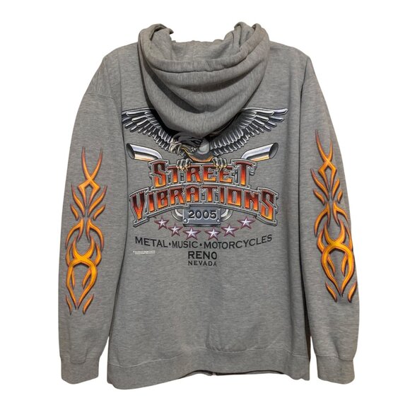 VTG Eagle Flames Y2K Street Vibrations Reno 05" XL Hoodie Graphics Moto Biker - Picture 1 of 11